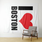 Tenture J'aime Boston (En situation (horizontale))