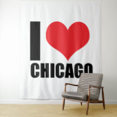 Tenture J'aime Chicago (En situation)