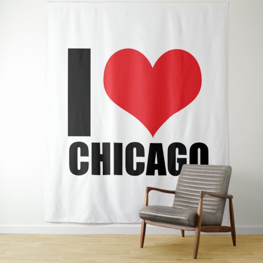 Tenture J'aime Chicago (En situation)
