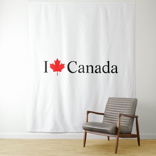 Tenture J'aime la typographie Canada avec feuille d'érable (En situation)