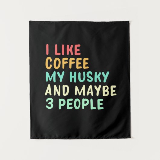 Tenture J'aime le café et mon husky (Devant)