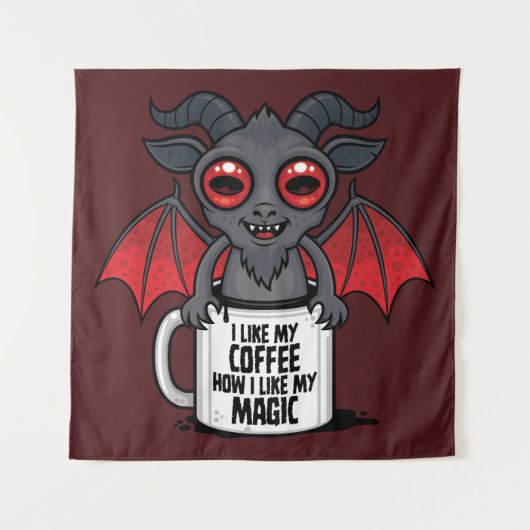 Tenture J'aime mon café comme j'aime ma magie (Devant)