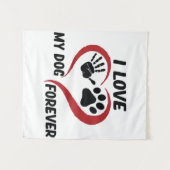 Tenture J'aime mon chien jeter l'oreiller (Devant (Horizontal))