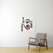 Tenture J'aime mon chien jeter l'oreiller (En situation (horizontale))