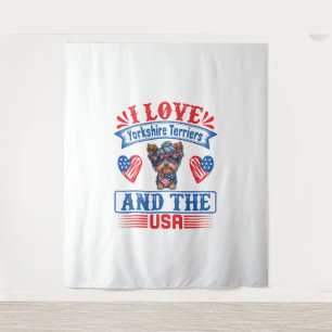 Tenture J'aime Yorkshire Terriers et les USA 01