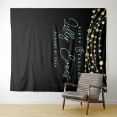 Tenture jalon fête d'anniversaire bannière turquoise et or (En situation (horizontale))