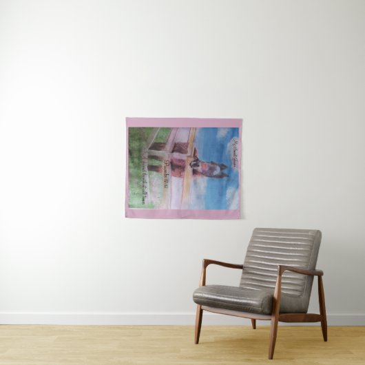 Tenture Jamie douce fille, ami cheval (En situation (horizontale))