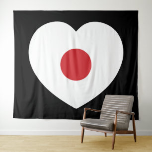 Tenture Japon   Coeur du drapeau japonais
