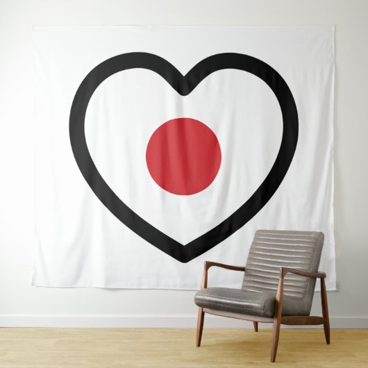 Tenture Japon | Coeur du drapeau japonais (En situation (horizontale))