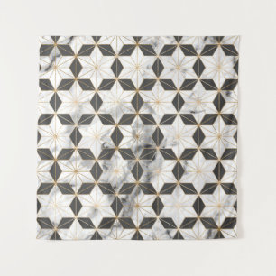 Tenture Japonais Asanoha : Motif en marbre d'or.