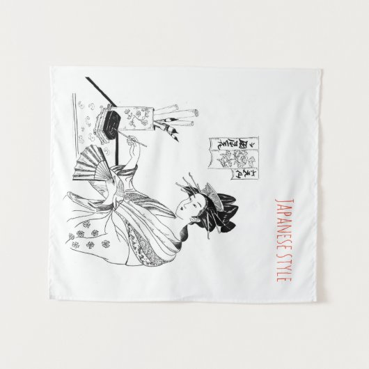 Tenture japonais, encre, art, geisha, graphisme, (Devant (Horizontal))