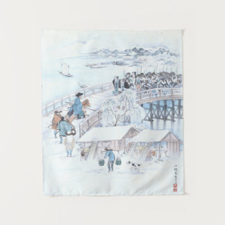 Tenture Japonais Ukiyo-e de 47 Ronin sur le pont de