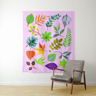 Tenture Jardin botanique floral - Feuilles modernes sur ro