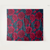 Tenture Jardin de pivoine rouge sur bleu foncé (Devant (Horizontal))