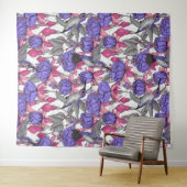 Tenture Jardin des colibris en rose et rose (En situation (horizontale))