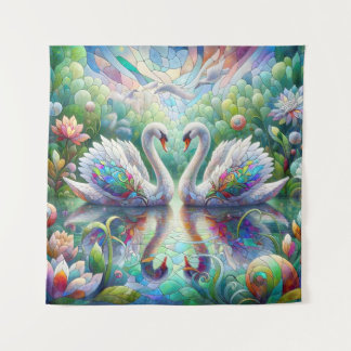 Tenture Jardin enchanté : Cygnes de Splendor