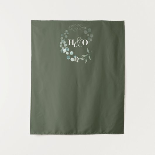 Tenture Jardin Eucalyptus Monogramme Sage Mariage (Devant)