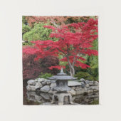 Tenture Jardin japonais Lanterne et Feuilles d'érable roug (Devant)