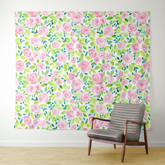 Tenture Jardin rose (En situation (horizontale))