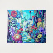 Tenture Jardin surréel - Floral Illustration design 2 (Devant (Horizontal))