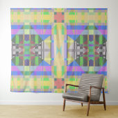 Tenture Jaune bleu violet géométrique (En situation (horizontale))