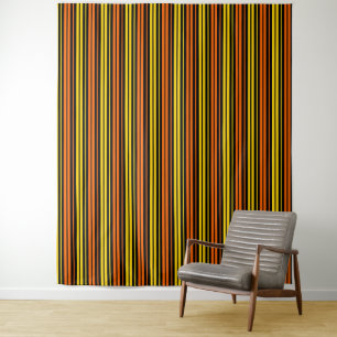 Tenture Jaune et orange rayures verticales noires