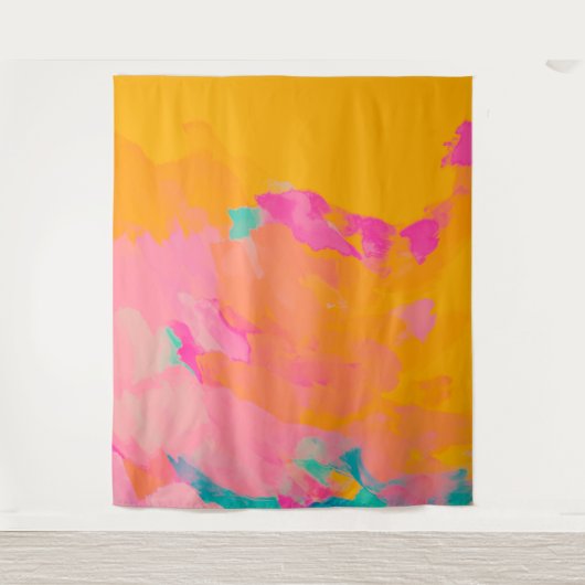 Tenture Jaune Orange rose vif Coloré Art Abstrait (Devant)