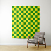 Tenture Jaune vert À damiers Motif chèque (En situation)