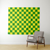 Tenture Jaune vert À damiers Motif chèque (En situation (horizontale))