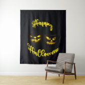 Tenture Jaunes déplaisants sur la fête Happy Halloween noi (En situation)