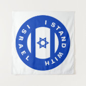 Tenture Je me tiens avec Israël bleu drapeau blanc coutume (Devant (Horizontal))