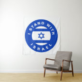 Tenture Je me tiens avec Israël bleu drapeau blanc coutume (En situation)