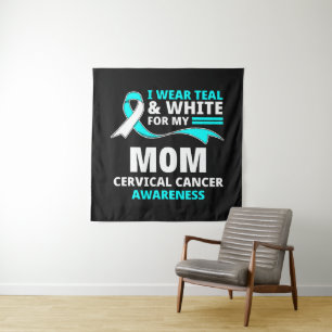 Tenture Je Porte Le Sarcelle Et Blanc Ma Mère Cancer Du Co
