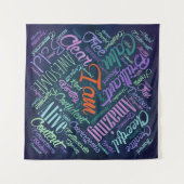 Tenture Je suis art de nuage de mot d'affirmations (Devant (Horizontal))