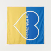 Tenture Je suis avec l'Ukraine Heart Tapestry (Devant (Horizontal))