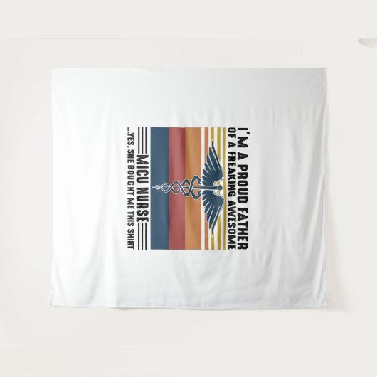 Tenture Je suis un père fier d'un Micu génial et fou (Devant (Horizontal))