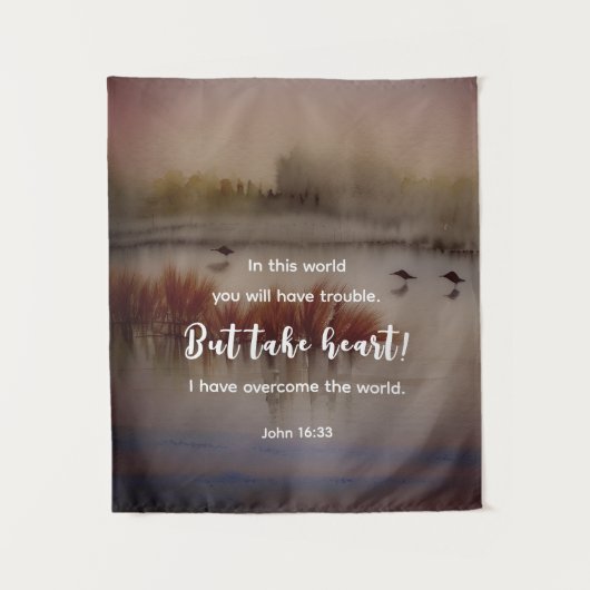 Tenture Jean 16:33 J'ai surmonté la Bible Verse Christian (Devant)
