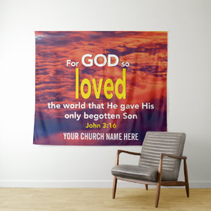 Tenture Jean 3:16 DIEU AIMAIT TANT LE MONDE Église