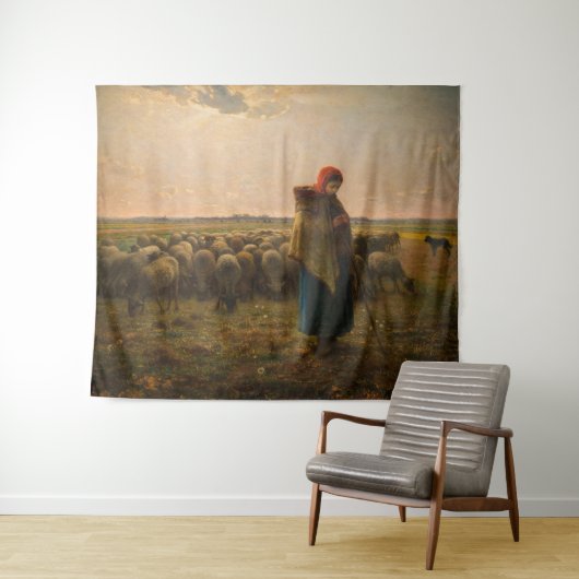 Tenture Jean-Francois Millet - Berger et troupeau 1863 (En situation (horizontale))
