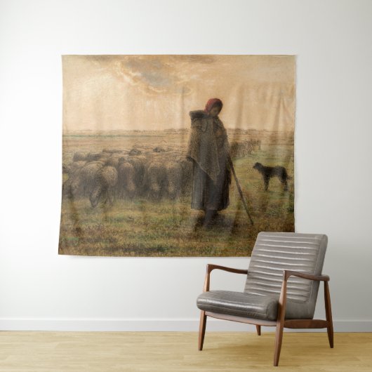 Tenture Jean-Francois Millet - Berger et troupeau 1865 (En situation (horizontale))