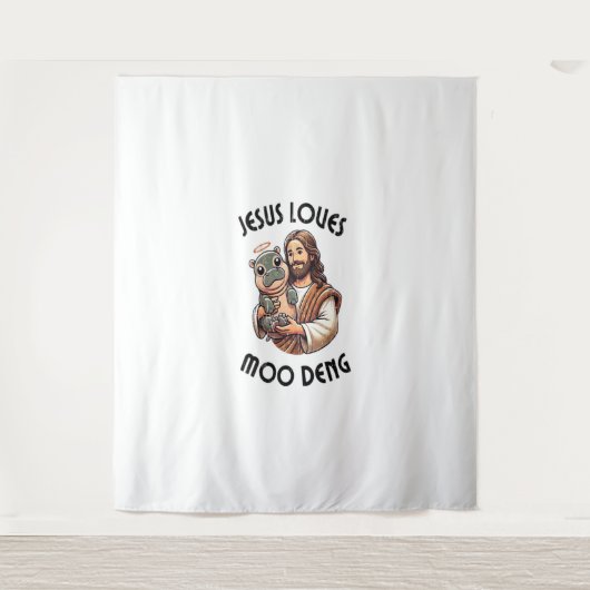Tenture Jésus aime Moo Deng T-Shirt_3 (Devant)
