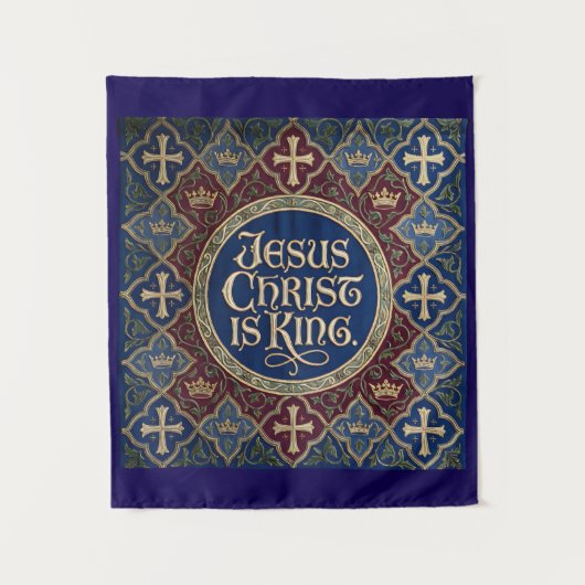 Tenture 'Jesus Christ is KING' Christian Inspired Tapestry (Devant)