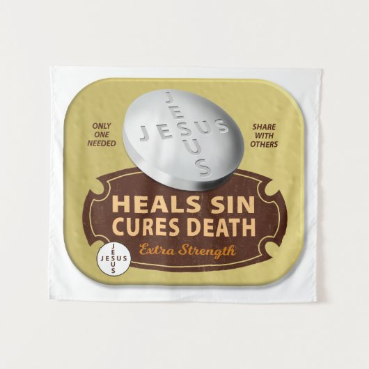 Tenture Jesus Cures Pill - Foi religieuse chrétienne Dieu (Devant (Horizontal))
