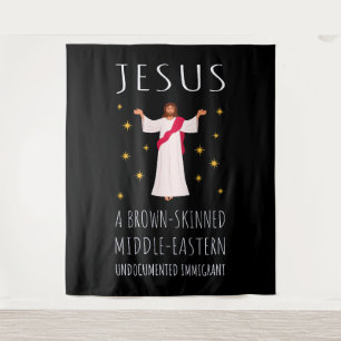 Tenture Jésus Immigrant sans papiers à peau Brown I