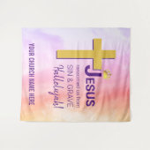 Tenture JÉSUS NOUS A RACHETÉS Pâques chrétienne (Devant (Horizontal))