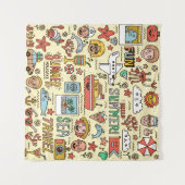 Tenture Jeu de doodles de voyage (Devant (Horizontal))