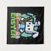 Tenture Jeu de pixels de lapin de Pâques heureux  (Devant (Horizontal))