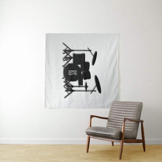 Tenture Jeu de tambour Monogramme Argent (En situation (horizontale))