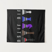 Tenture jeu d'échec jiu jitsu, cadeau bjj avec texte. (Devant (Horizontal))