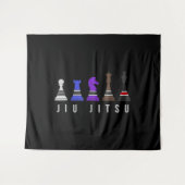 Tenture jeu d'échec jiu jitsu, cadeau bjj avec texte. (Devant (Horizontal))